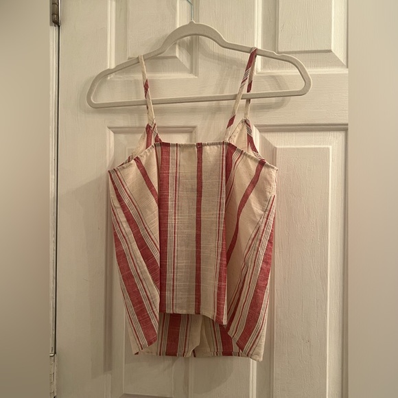 Size small red cream striped tank top shirt - Picture 3 of 5
